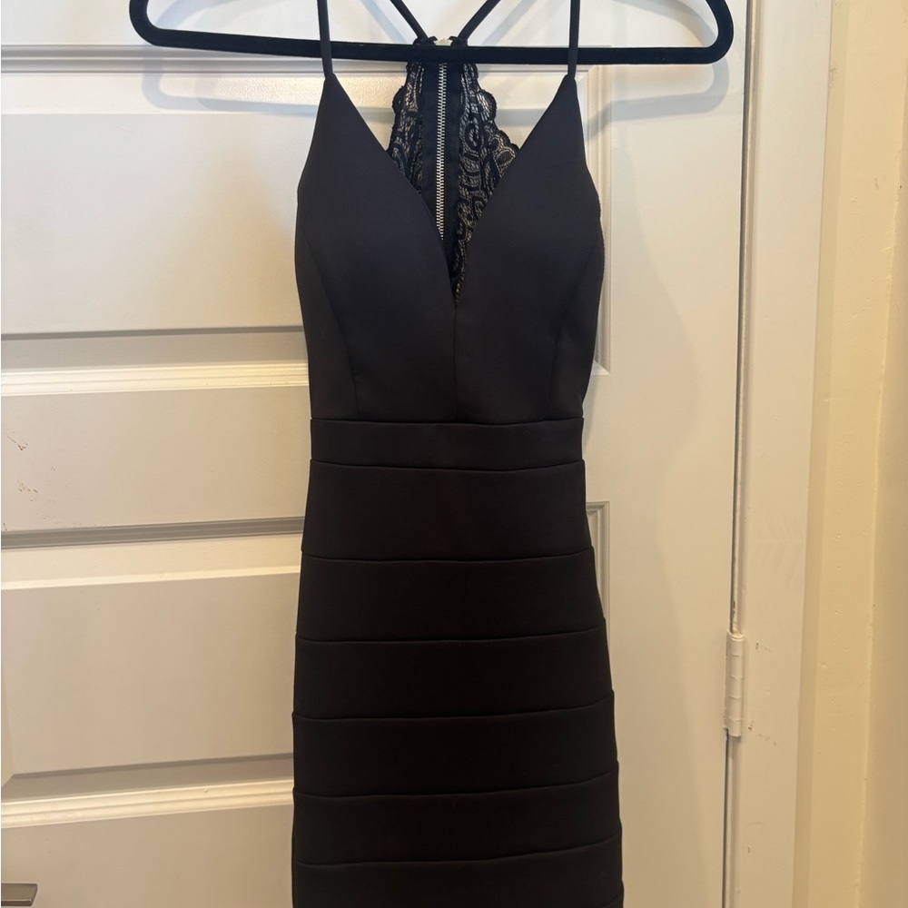 Emerald Sundae Black Sleeveless Halter Mini Dress